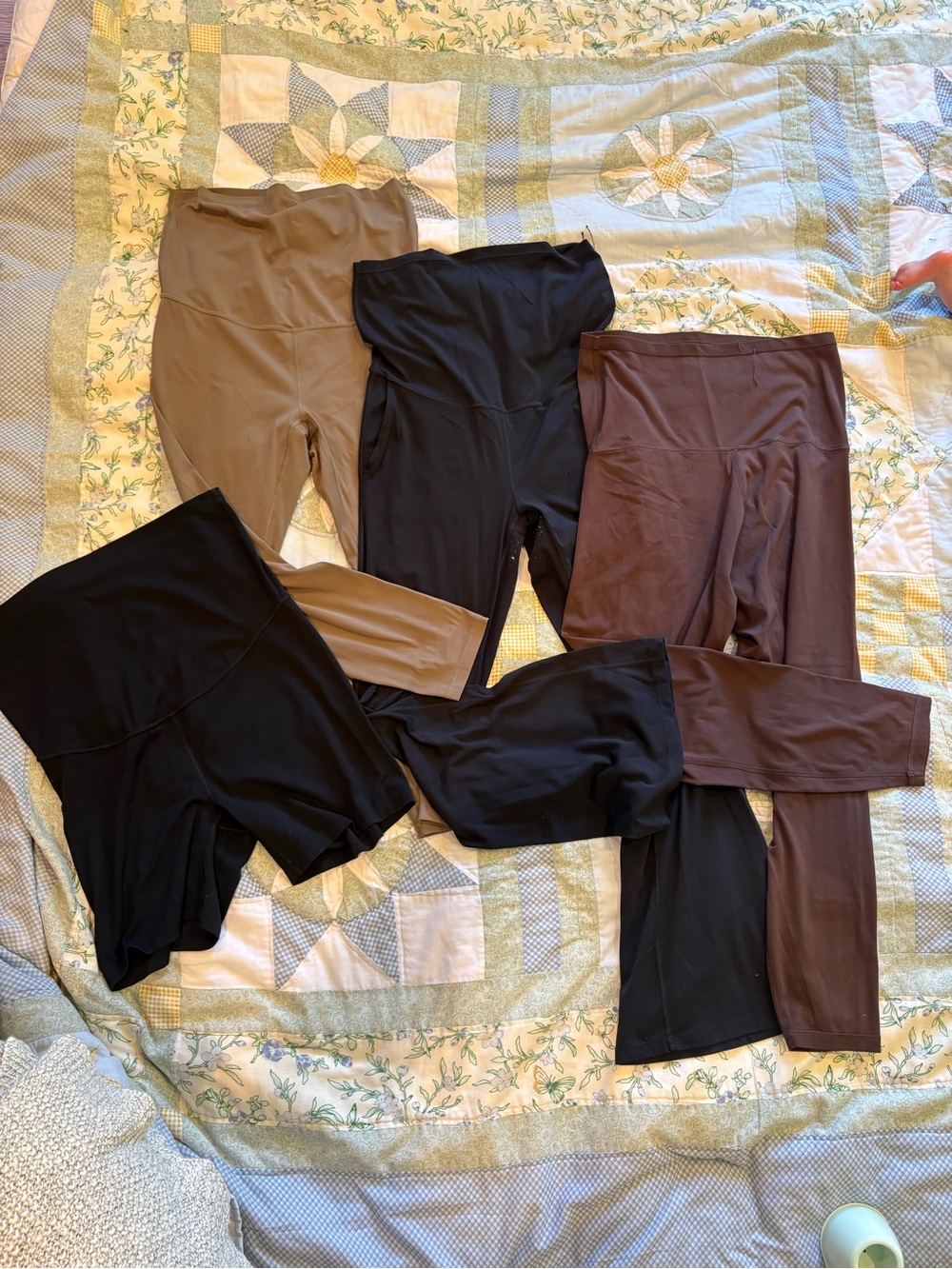 Assorted CRZ-Yoga Maternity Seamless Leggings & bike short - Black, Brown, Taupe